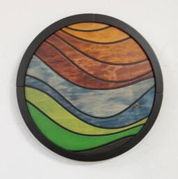 Wood Wall Round Decor Art Hanging Geometric Home Anniversary Gift Housewarming - thumbnail 1