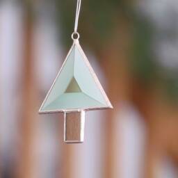 stained Glass Christmas Tree Ornament Beveled Suncatcher, Gift Boxed - thumbnail 2
