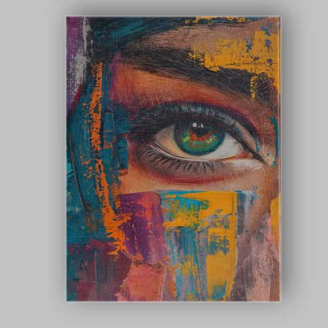 Colourful Abstract Female Eye Contemporary Mixed Media Portrait Canvas Wall Art Print Decor Picture Ready To Hang - image 1