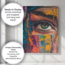 Colourful Abstract Female Eye Contemporary Mixed Media Portrait Canvas Wall Art Print Decor Picture Ready To Hang - thumbnail 3