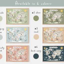 Personalised World Map Print Unframed, Animal Map, Children's Bedroom, Kids Poster, Educational Playroom Prints, Wall Art - thumbnail 3
