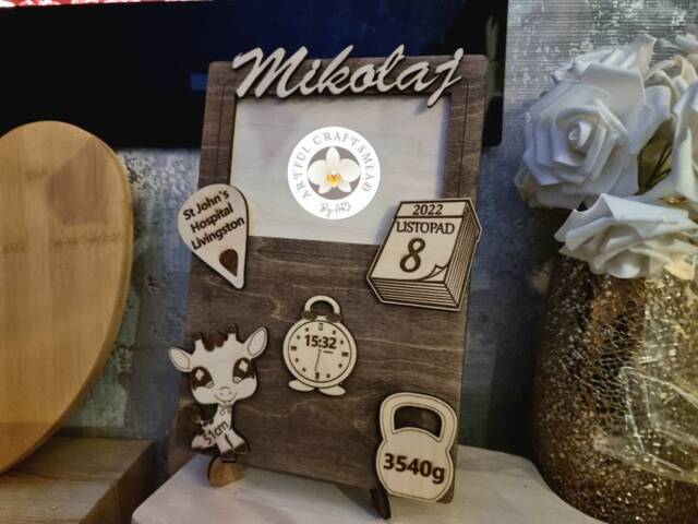 Personalized Baby Girl Boy Photo Picture Frame Metric, Keepsake Newborn Gift Wooden - image 1