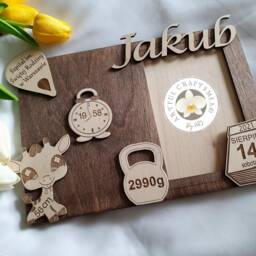 Personalized Baby Girl Boy Photo Picture Frame Metric, Keepsake Newborn Gift Wooden - thumbnail 3