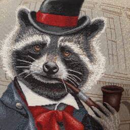 Raccoon Jacquard Tapestry Cushion Cover 45 X cm. Trendy Interior Decoration - Decorative Housewarming Birthday - thumbnail 2