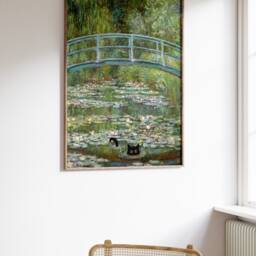 Monet Waterlily Cat Print, Claude Poster, Art, Gift, Animal Floral Wall Art Decor, A1/A2/A3/A4 - thumbnail 2