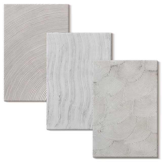 Canvas Wall Art Set Of 3 - Patterns in The Sand, Linear Geometric Structures, Beige Print, Natural Textures Hanging Piece - image 1