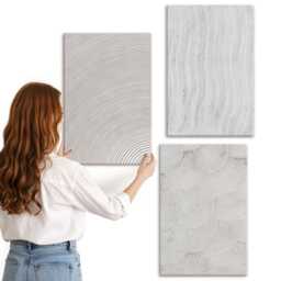Canvas Wall Art Set Of 3 - Patterns in The Sand, Linear Geometric Structures, Beige Print, Natural Textures Hanging Piece - thumbnail 2