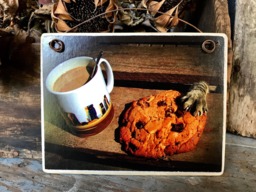"Cookie Monster Art Print On Wood Humorous Cat Photo Gift - 4""x5" - thumbnail 1