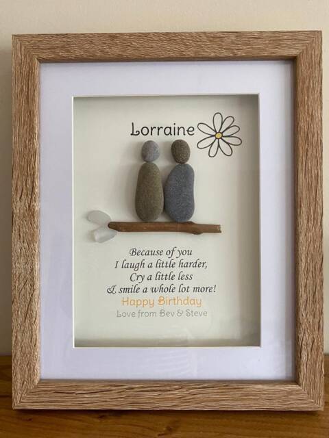 Birthday Pebble Art. Personalised Picture For Special Birthday. Friends - image 1