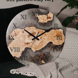 Epoxy Resin Oversized Wall Clock, Live Edge Round Unique Tobo Wood 20 Inch Clock Numbers, Engraved Large - thumbnail 2