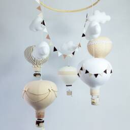Hand-Sewn Hot Air Balloon Baby Mobile, Nursery Decor - thumbnail 4