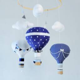 Hand-Sewn Hot Air Balloon Baby Mobile, Nursery Decor - thumbnail 2