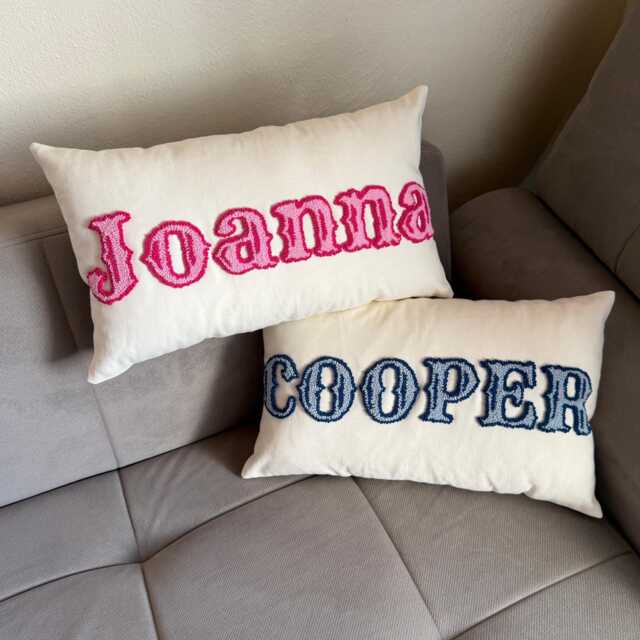 Personalized Name Pillow For Nursery, Punch Needle Lumbar Cushion, Custom Baby Shower Gift, Tufted Toddler Room Decor, Newborn Keepsake - image 1