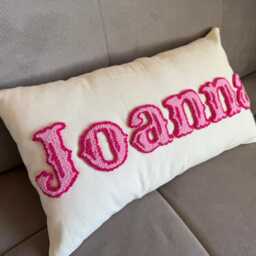 Personalized Name Pillow For Nursery, Punch Needle Lumbar Cushion, Custom Baby Shower Gift, Tufted Toddler Room Decor, Newborn Keepsake - thumbnail 2