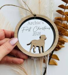 Personalised Layered - Christmas 2024 Puppy First Tree Bauble, Select Your Breed, Dog, Puppy, Dogs 2024, Pet Gift - thumbnail 1
