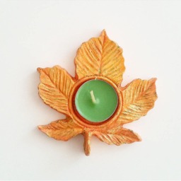 3Pcs. Tealight Holder, Candle Scented Stone, Leaf Tealight, Centerpiece, Home Decor, Fall Leaves, Gift - thumbnail 3