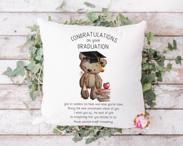 Graduation Cushion, Pillow, Graduation, Gift, University, New Adventures, Gift For Class Of, Mortar Board - image 1