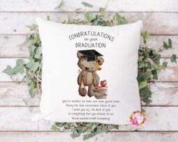 Graduation Cushion, Pillow, Graduation, Gift, University, New Adventures, Gift For Class Of, Mortar Board - thumbnail 1