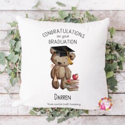 Graduation Cushion, Pillow, Graduation, Gift, University, New Adventures, Gift For Class Of, Mortar Board - thumbnail 2