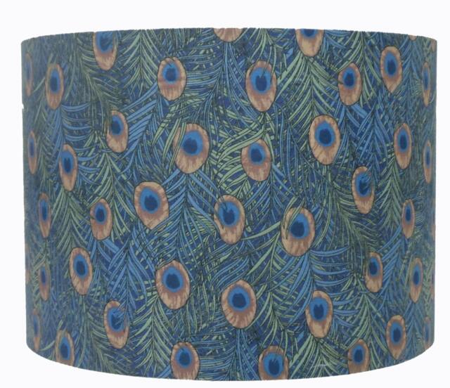 Handmade Peacock Feather Lampshade, Green Blue Home Decor - image 1