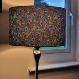 Handmade Peacock Feather Lampshade, Green Blue Home Decor - thumbnail 2