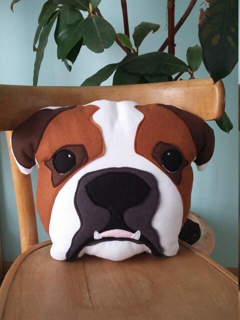 Felt English Bulldog Pillow/Red Brown Stuffed Animal/Bully Plush Pet /English Bulldog Gift/Pet Memorial/Bulldogge Kissen - image 1