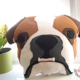 Felt English Bulldog Pillow/Red Brown Stuffed Animal/Bully Plush Pet /English Bulldog Gift/Pet Memorial/Bulldogge Kissen - thumbnail 2