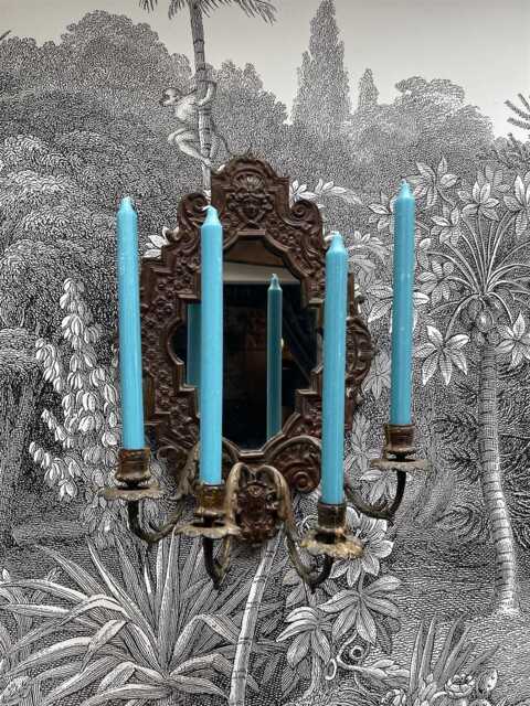 28cm Tall Turquoise Dinner Candle - Blue Wax Rustic Green Taper Decorative - image 1