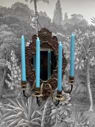 28cm Tall Turquoise Dinner Candle - Blue Wax Rustic Green Taper Decorative