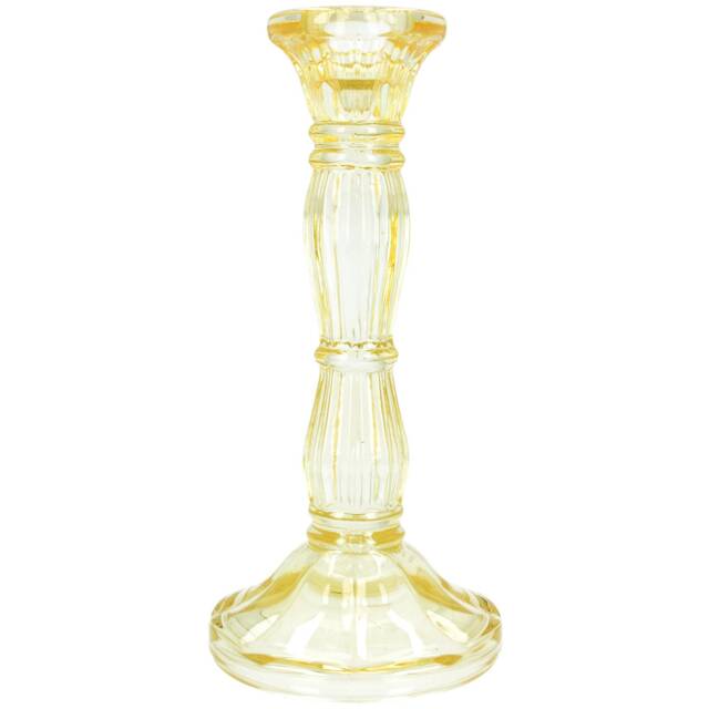 Gisela Graham Pastel Yellow Glass Candlestick Holder