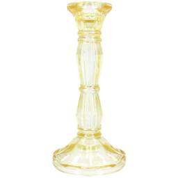 Gisela Graham Pastel Yellow Glass Candlestick Holder