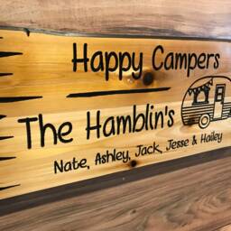 Personalized Carved Cedar Wood Camping Sign Family Rv Decor - thumbnail 3