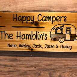 Personalized Carved Cedar Wood Camping Sign Family Rv Decor - thumbnail 2