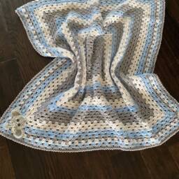 Baby Elephant Nursery - Blanket Granny Square Room Gift Crochet - thumbnail 4