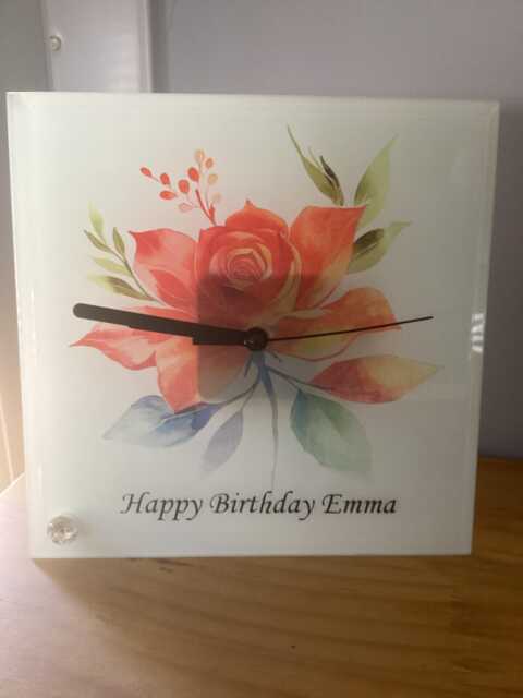 Personalised June Birth Flower Clock & Stand, Rose, Birthday, With Gift Messaging Service - image 1
