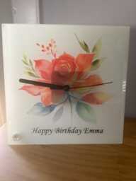 Personalised June Birth Flower Clock & Stand, Rose, Birthday, With Gift Messaging Service - thumbnail 1