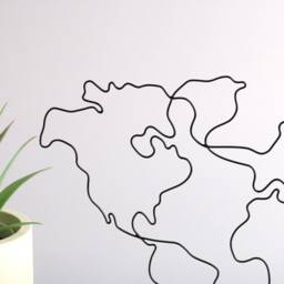 Handmade Wire World Map Sculpture Modern Home Office Decor - thumbnail 4
