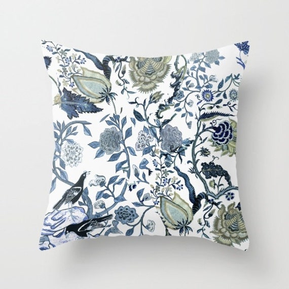Chinoiserie Pillow, Cushion, Blue & White Durable Fabric, Throw Pillow Cover 18x18 Or 22x22, 20x14, 24x12 Inches, Decor, Decorative - image 1