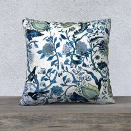 Chinoiserie Pillow, Cushion, Blue & White Durable Fabric, Throw Pillow Cover 18x18 Or 22x22, 20x14, 24x12 Inches, Decor, Decorative - thumbnail 2