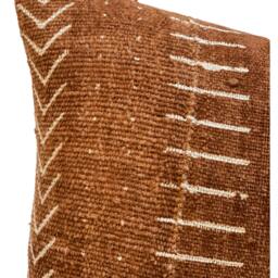Authentic African Pillow, Lumbar Mudcloth Brown Rust With White Abstracts Pillow Cover- Throw Cover, Sofa Cushion 14x18 - thumbnail 2