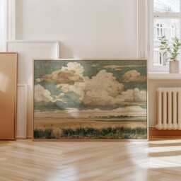 Prairie Cloud Poster, Golden Field Print, Landscape Wall Art, Paper - thumbnail 4