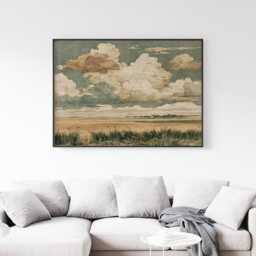 Prairie Cloud Poster, Golden Field Print, Landscape Wall Art, Paper - thumbnail 3