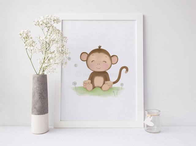 Monkey Nursery Art - Baby Shower -Monkey Decor Prints Safari Print Sweet Cheeks Images - image 1
