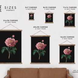 Poster Wall Hanging-Dark Vintage Botanical Rose Canvas Print With Wood Hanger-Adventurer - Flat Canvas-Gift For Her - thumbnail 2