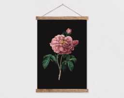 Poster Wall Hanging-Dark Vintage Botanical Rose Canvas Print With Wood Hanger-Adventurer - Flat Canvas-Gift For Her - thumbnail 1