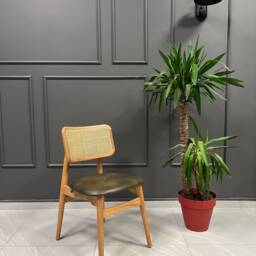 Wooden Rattan Dining Chair - Chairs Leather Velvet Legs Living Room Kitchen Office - thumbnail 3