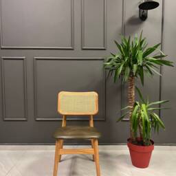 Wooden Rattan Dining Chair - Chairs Leather Velvet Legs Living Room Kitchen Office - thumbnail 2