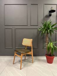 Wooden Rattan Dining Chair - Chairs Leather Velvet Legs Living Room Kitchen Office - thumbnail 1
