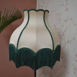 Hand-stitched Silk Lampshade Victorian Oyster Dome With Rayon Fringe - thumbnail 3
