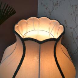 Hand-stitched Silk Lampshade Victorian Oyster Dome With Rayon Fringe - thumbnail 2